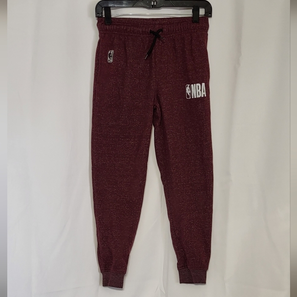NBA Boys Burgundy Red Jogger Sweatpants Size Large (14/16) EUC 🐈 - Picture 2 of 8
